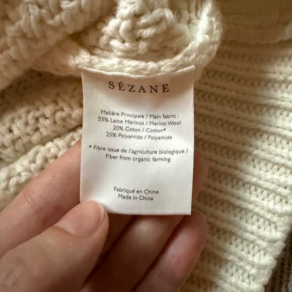 Sezane ✨ Wool Blend White Ivory Cable Knit Sweater Size Small - Picture 5 of 7